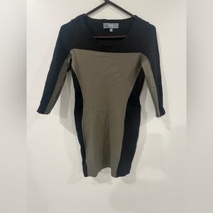 Trendy Black and Tan Long Sleeve Dress